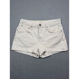 Sezane Paris Denim Shorts Off-White Button Fly Rolled Hem Size French 36= US 4
